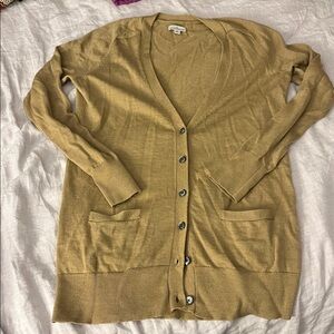 LL Bean Signature 100% Merino Wool Camel Longline Cardigan size Medium